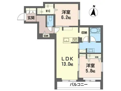 ティエリテ(2LDK/3階)の間取り写真