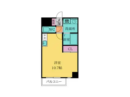 STUDIE KOKURA ノース(ワンルーム/2階)の間取り写真