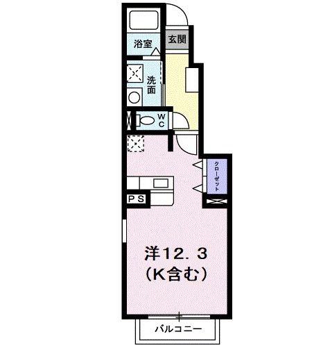 エスペランサII(ワンルーム/1階)の間取り写真