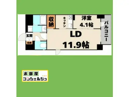 ラフレシール トレス(1LDK/2階)の間取り写真