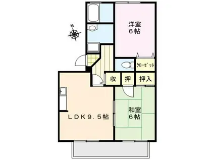 シャンポール(2LDK/1階)の間取り写真