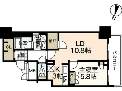 グランクロスタワー広島 アイコート(1LDK/13階)の間取り写真