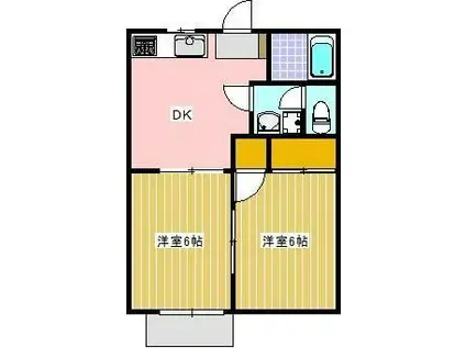 アルメリア岡部II(2DK/2階)の間取り写真