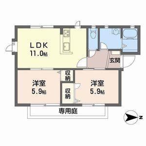 FRAGRANCE COMPLET(2LDK/1階)の間取り写真