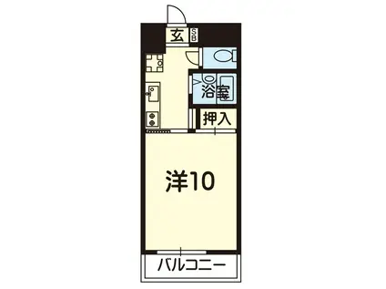 エクセラン南熊本(1K/6階)の間取り写真