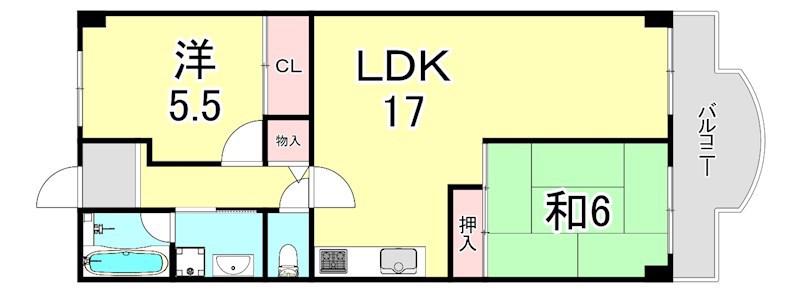 神垣ヒルKTハイム(2LDK/3階)の間取り写真