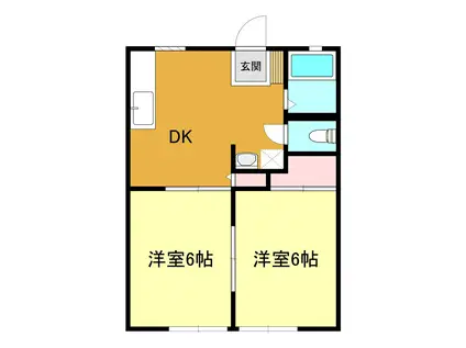 ハイツ ウエスト A(2DK/1階)の間取り写真