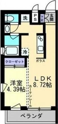 コリドールナカノ(1LDK/4階)の間取り写真