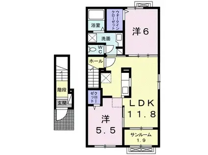 エスポワール・アッシュ(2LDK/2階)の間取り写真