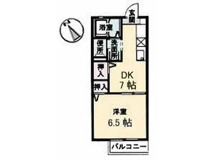 アブニール宮島口B棟(1DK/2階)の間取り写真