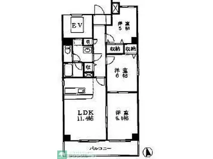 エクセレント富士(3LDK/5階)の間取り写真
