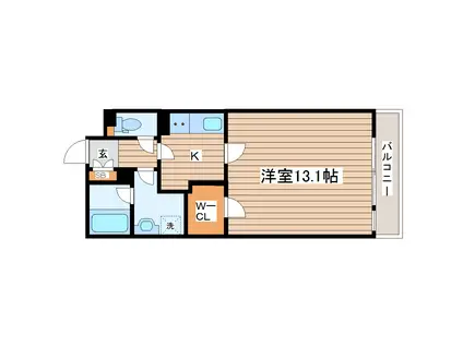 パティオ市名坂(1K/2階)の間取り写真