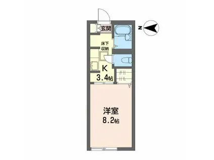 ゾンネンブルーメ(1K/1階)の間取り写真