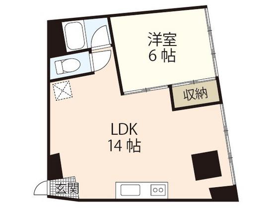 水野ビル(1LDK/3階)の間取り写真