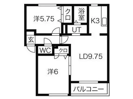 アベニールイースト(2LDK/1階)の間取り写真