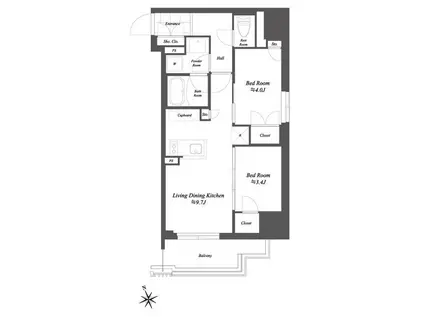 THE GATEHOUSE浅草雷門(2DK/8階)の間取り写真