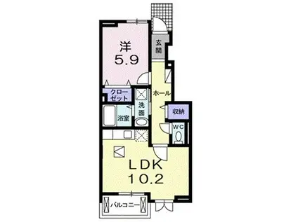 カーサ・デルソーレIII(1LDK/1階)の間取り写真