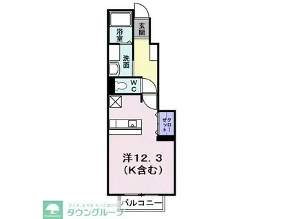 ペルレトゥルムA(ワンルーム/1階)の間取り写真