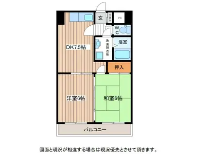ホワイトヒルズ菜根(2DK/5階)の間取り写真
