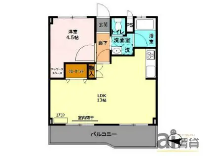 農住メゾン霞(1LDK/3階)の間取り写真