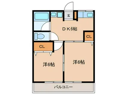 ガーデン深沢(2DK/2階)の間取り写真