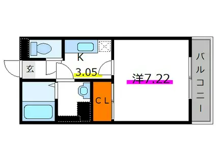 北小岩テラス(1K/3階)の間取り写真
