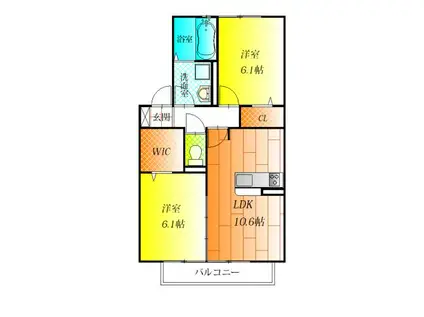 ソレイユ ドゥ(2LDK/2階)の間取り写真