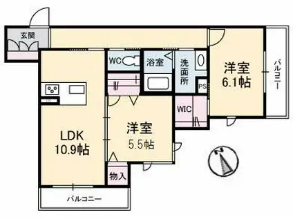 シャーメゾンアレーズ III(2LDK/2階)の間取り写真