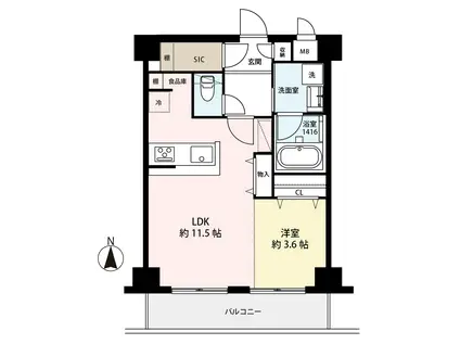 武蔵野市境南町2丁目レジデンス(ワンルーム/2階)の間取り写真