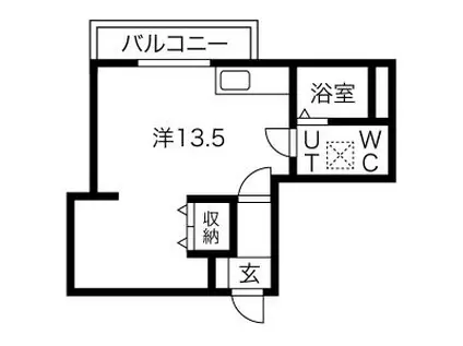 メリディアンなないろの里 伍番館(ワンルーム/2階)の間取り写真