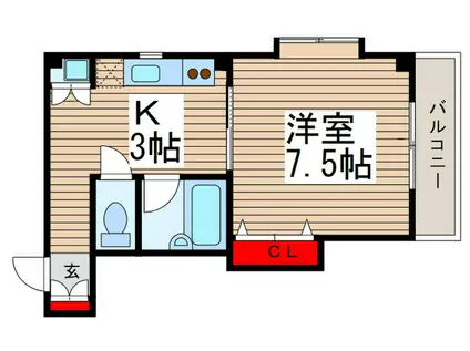メゾンティーナ・7(1K/2階)の間取り写真