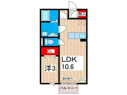 サニスペ(1LDK/2階)の間取り写真