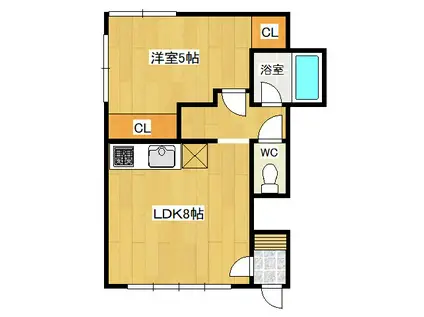 ハイツ井上(1LDK/3階)の間取り写真