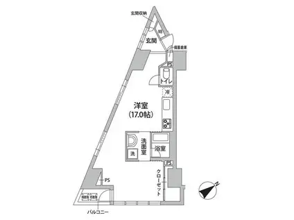 ロリエ銀座(ワンルーム/14階)の間取り写真