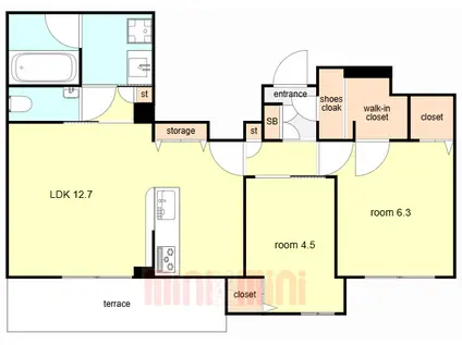 シャーメゾン エフフィールド(2LDK/1階)の間取り写真