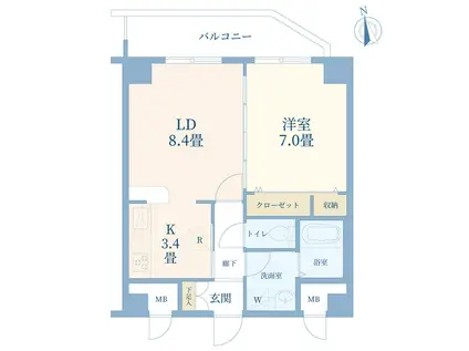 ドルチェ板橋区役所前(1LDK/12階)の間取り写真
