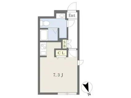 BRANCHE車道(ワンルーム/2階)の間取り写真