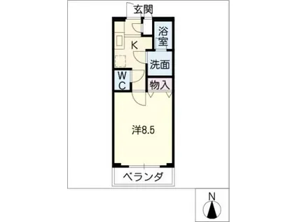 シーズンコートみよし(1K/2階)の間取り写真