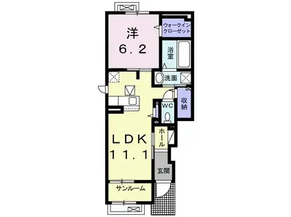 アプローチII(1LDK/1階)の間取り写真
