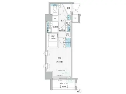 トリアノン等々力(1K/3階)の間取り写真