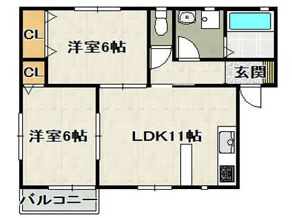 プライム仁川(2LDK/2階)の間取り写真