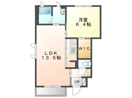 シャーメゾン西古松(1LDK/1階)の間取り写真