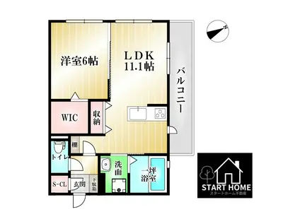 ＪＲ高徳線 吉成駅 徒歩43分 3階建 築6年(1LDK/3階)の間取り写真