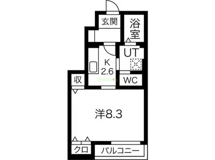 ルミナス六十人町(1K/1階)の間取り写真