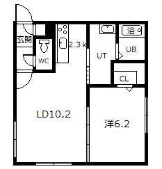 BRUN CUBEIII(1LDK/3階)の間取り写真