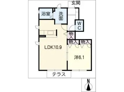 グローリー朝宮(1LDK/1階)の間取り写真