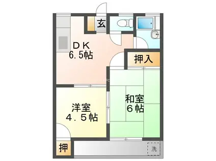 カーサ三岡(2DK/2階)の間取り写真