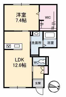 グリシーナ(1LDK/1階)の間取り写真