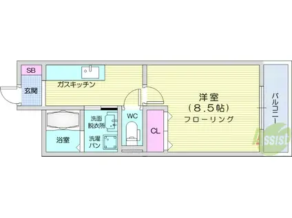 ロワジール2(1K/4階)の間取り写真