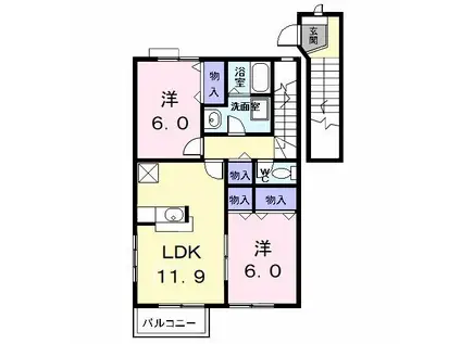 I・FIELD B(2LDK/2階)の間取り写真